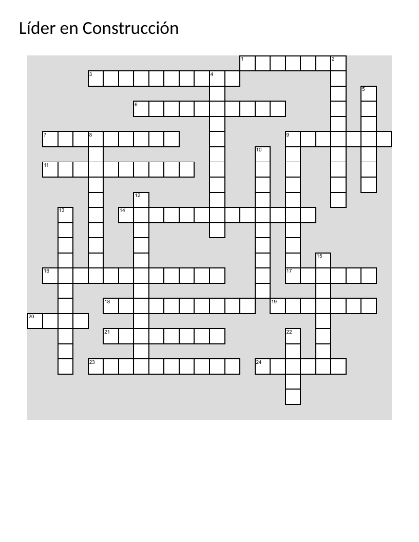 Spanish leadership and time management crossword with vocabulary like planning, discipline, and efficiency.
