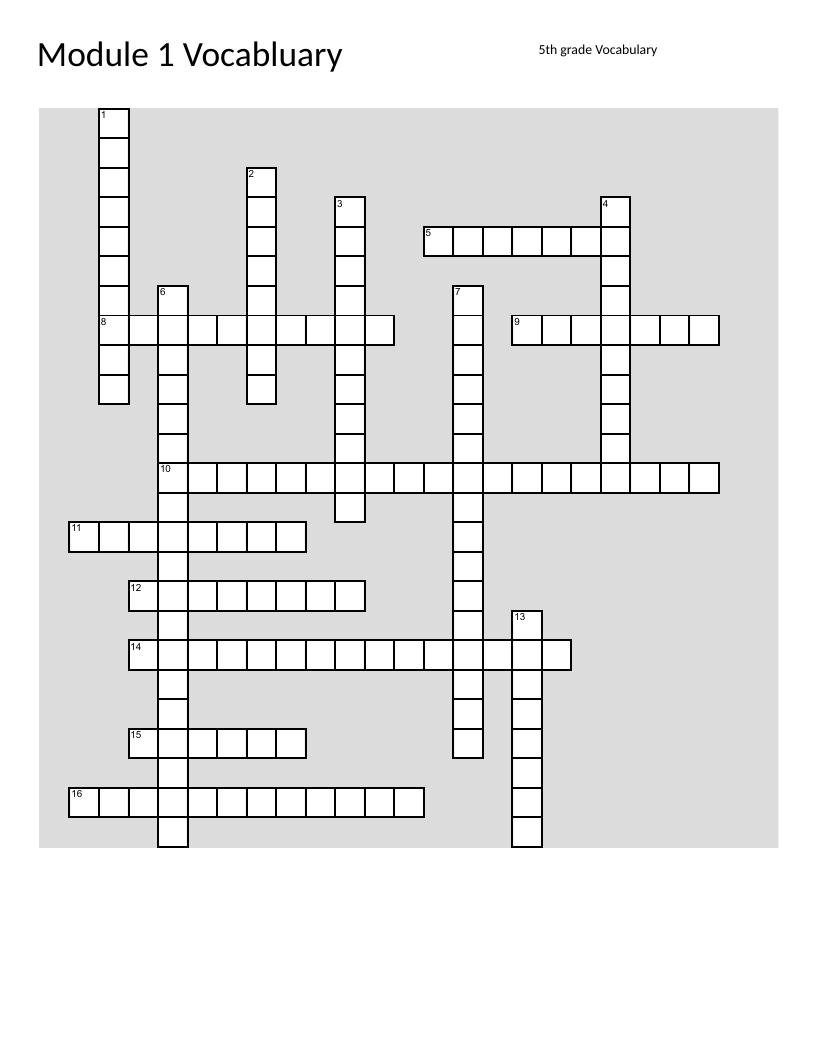 Decimals and place value vocabulary crossword puzzle for Grade 4–5 math.