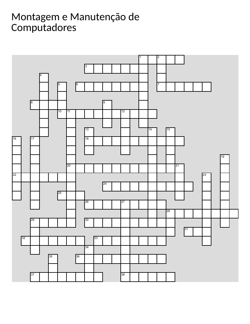 Computer hardware crossword with processor, motherboard, RAM, and storage terms.