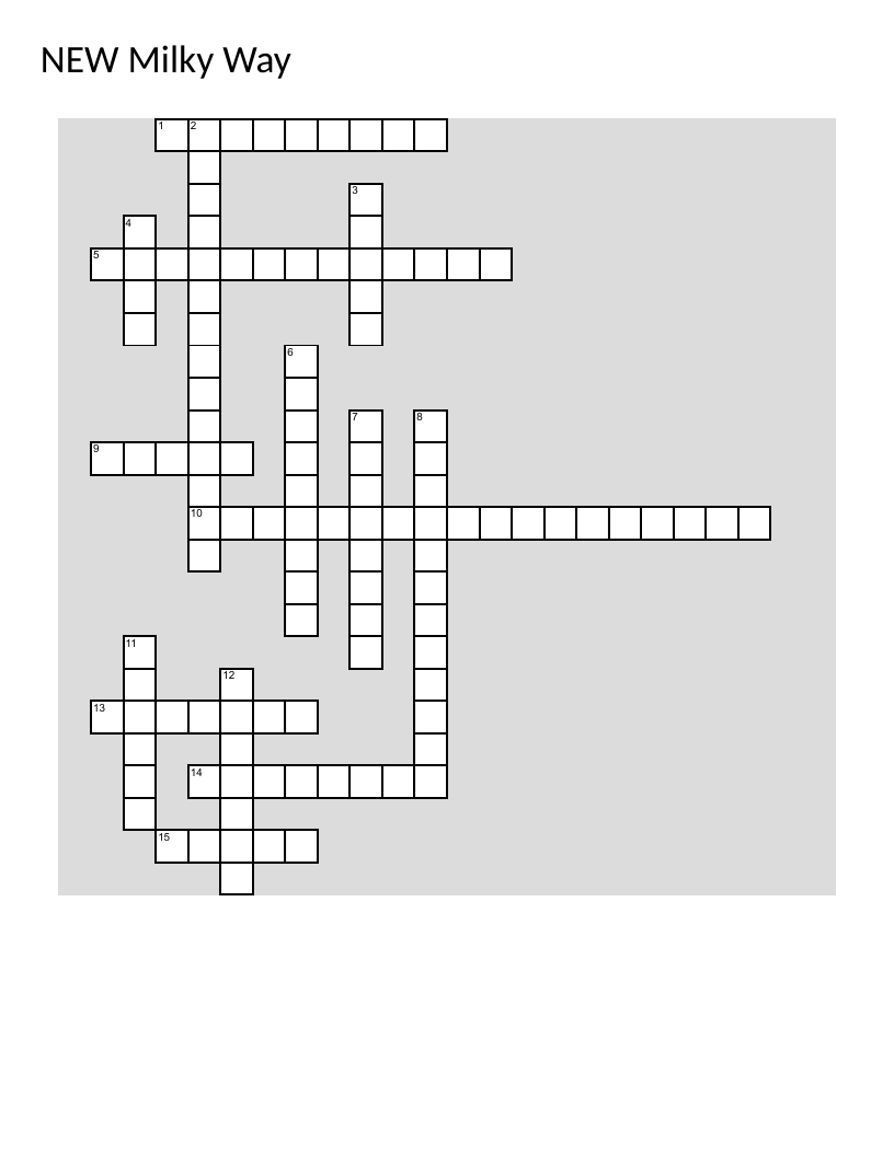 Milky Way astronomy crossword with black hole, spiral galaxy, and light pollution.