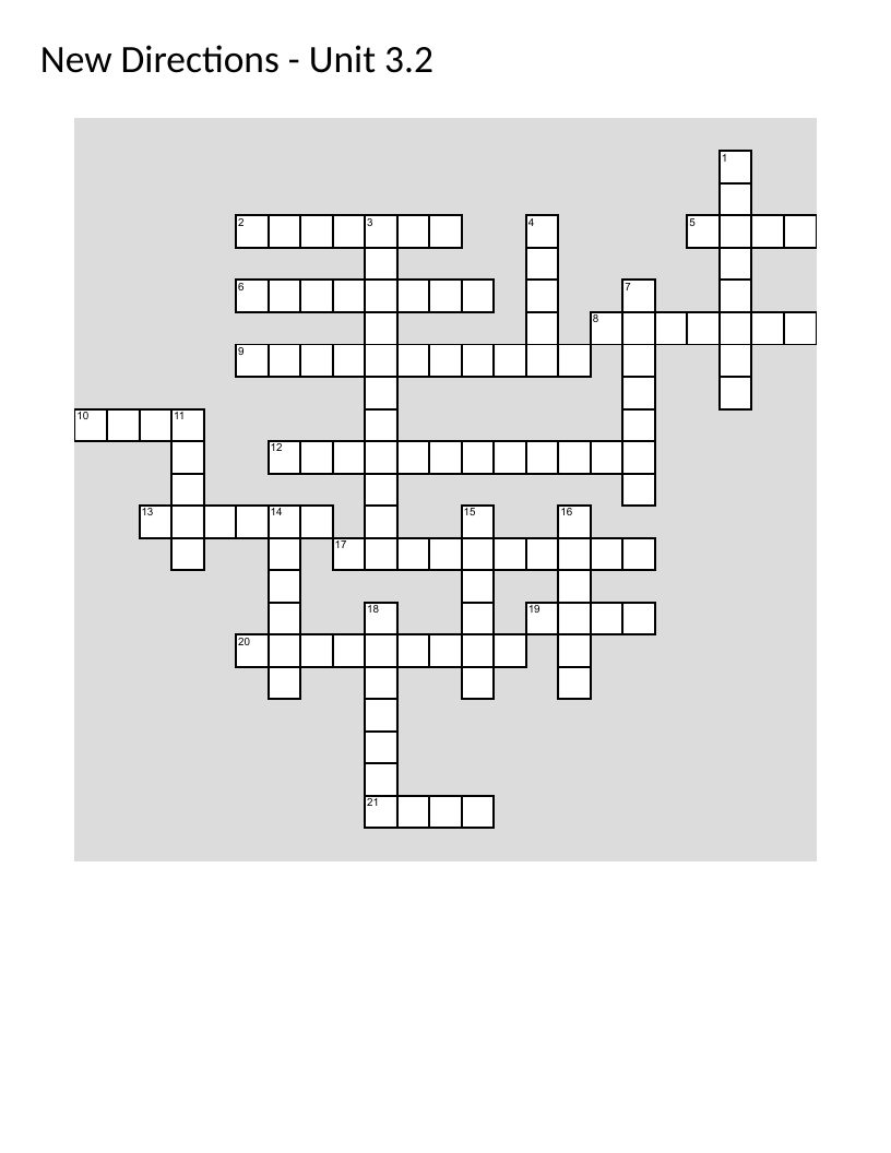 Hebrew vocabulary crossword with English answers for language learners.