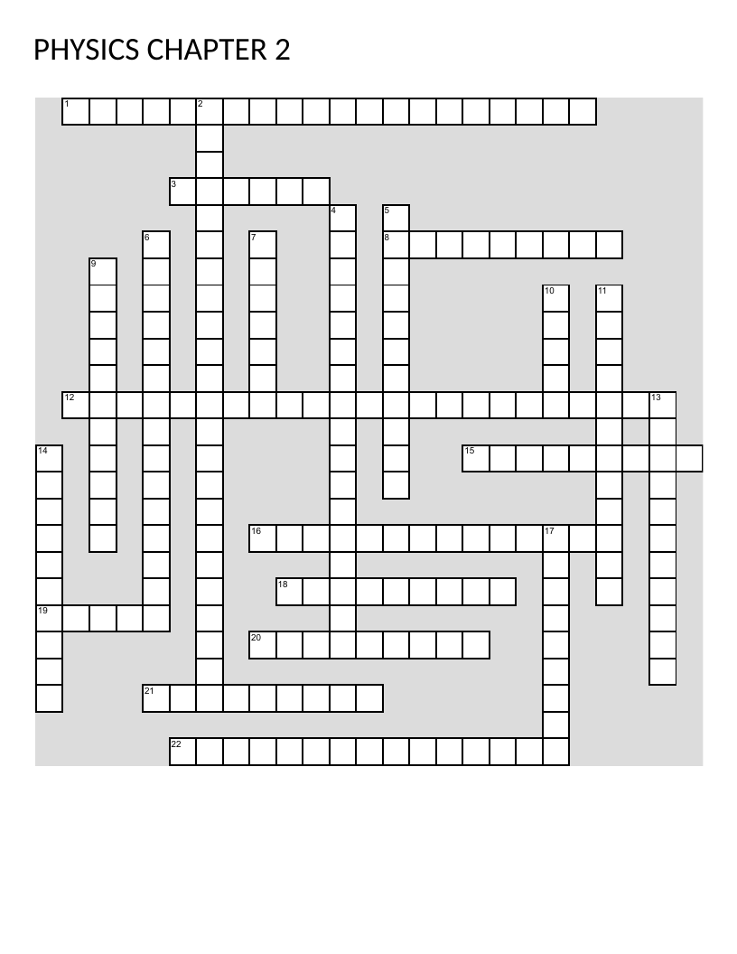 Physics crossword with ultrasound and acoustic wave vocabulary including frequency and attenuation.