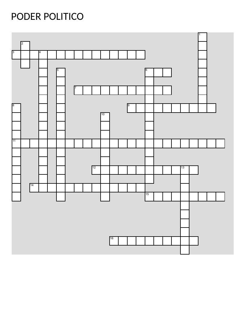 Spanish crossword on Mexican government: democracy, presidentialism, PRI party, and civic participation.