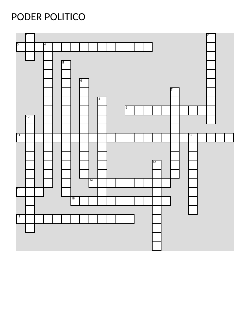 Spanish civics crossword on Mexican politics, democracy, and government.