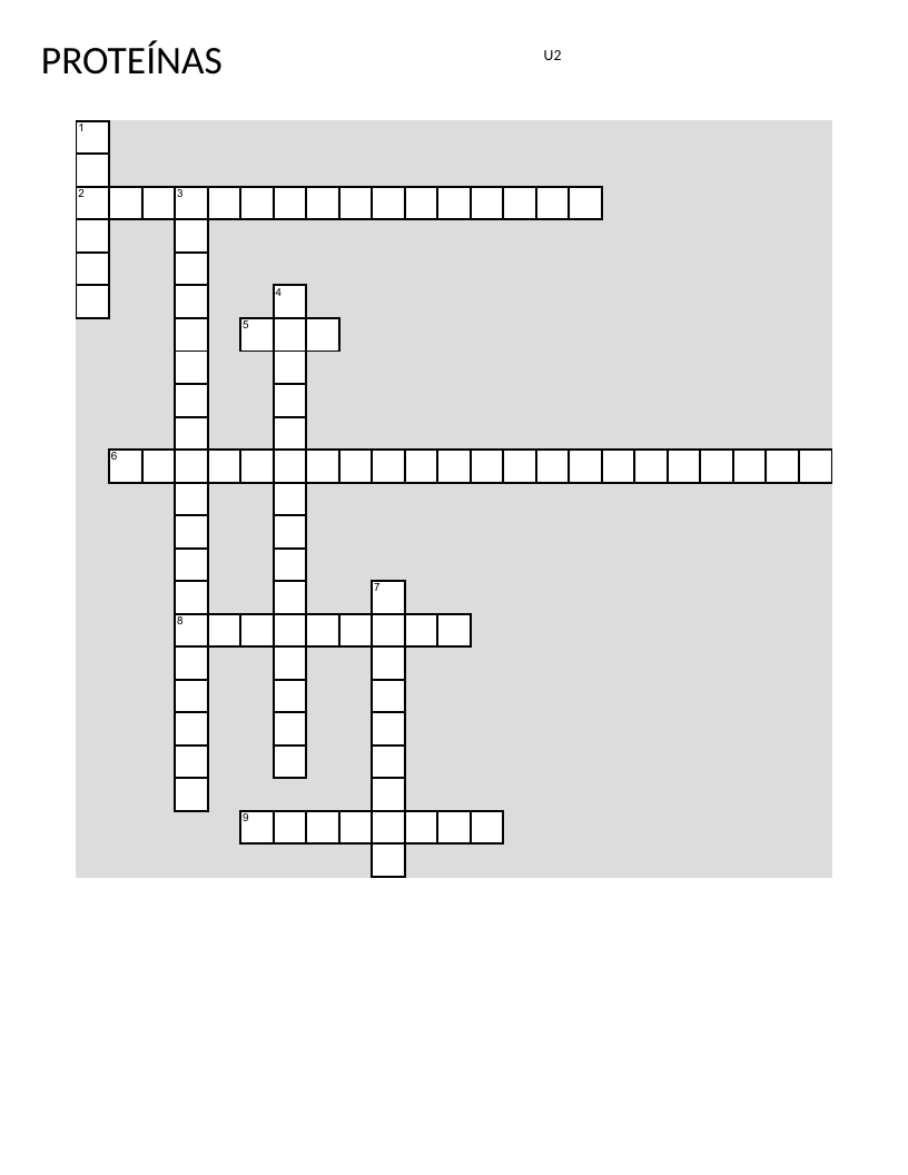 Biochemistry crossword in Spanish covering enzymes, polyphenol oxidase, and colloidal systems.
