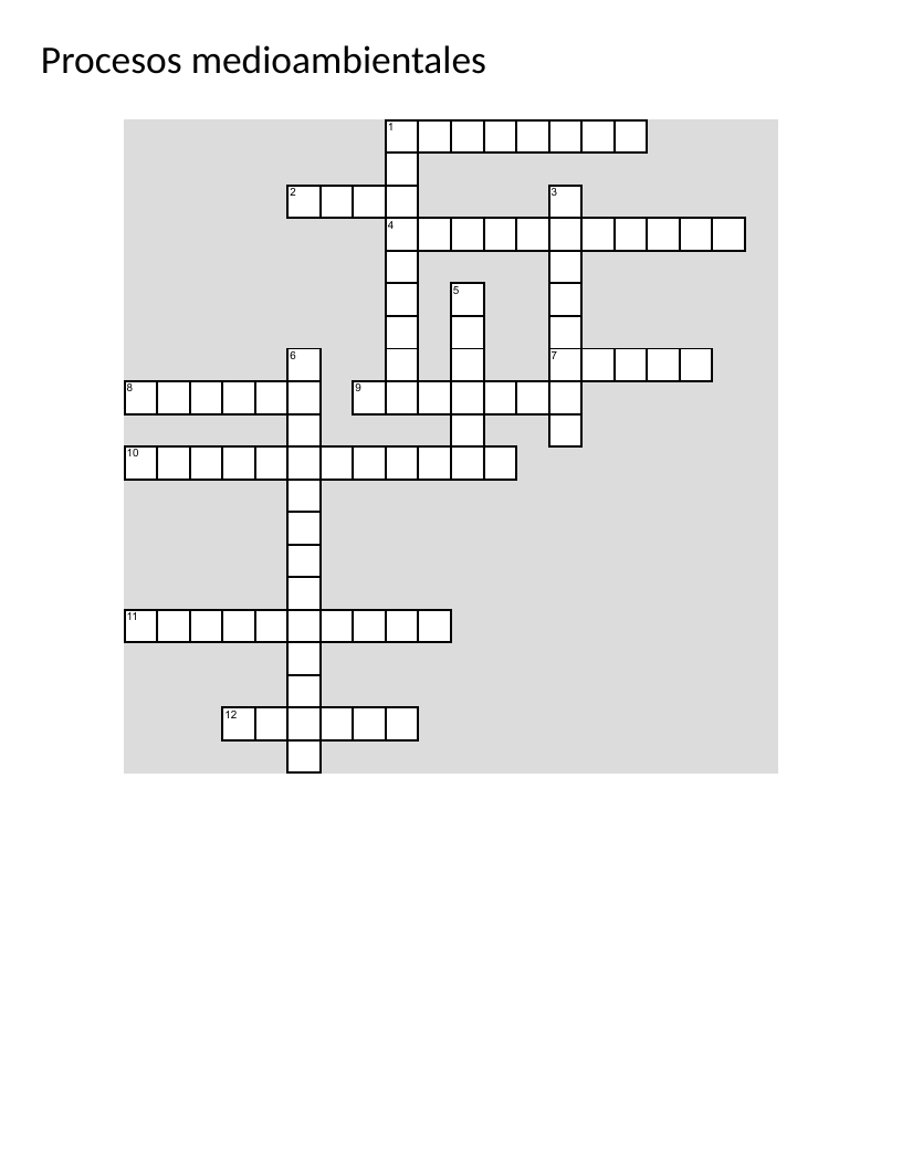 Spanish environmental processes crossword with wastewater and water treatment vocabulary.
