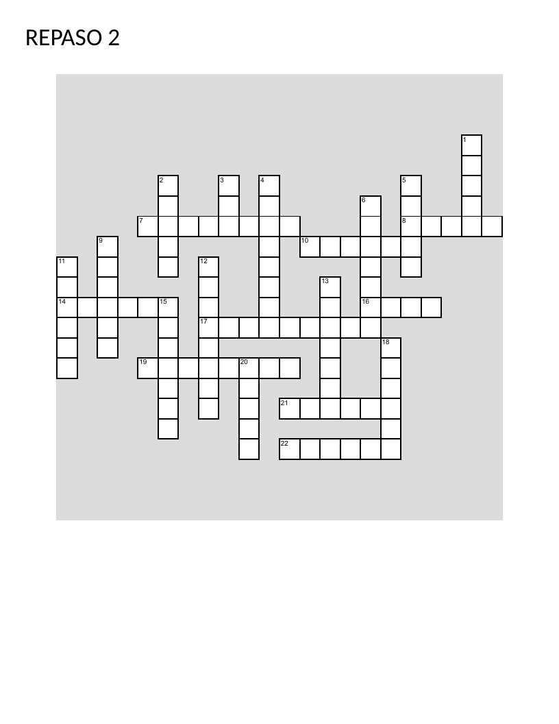 Spanish chemistry crossword with vocabulary like atoms, molecules, and chemical bonds.
