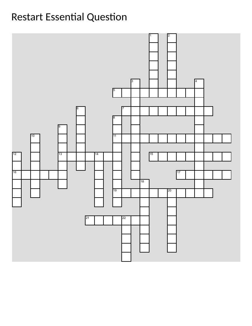 Growth mindset crossword puzzle with vocabulary like reflection, effort, and choices.