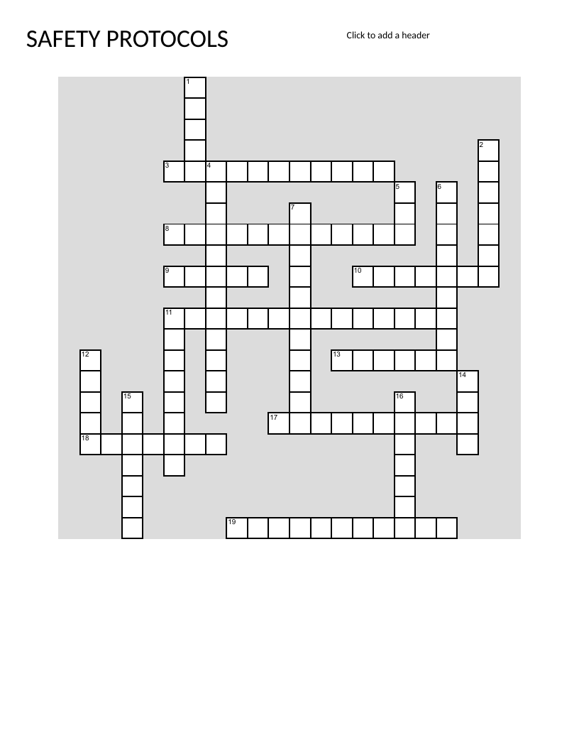 Dance safety crossword with vocabulary on heat exhaustion, hydration, and proper posture.