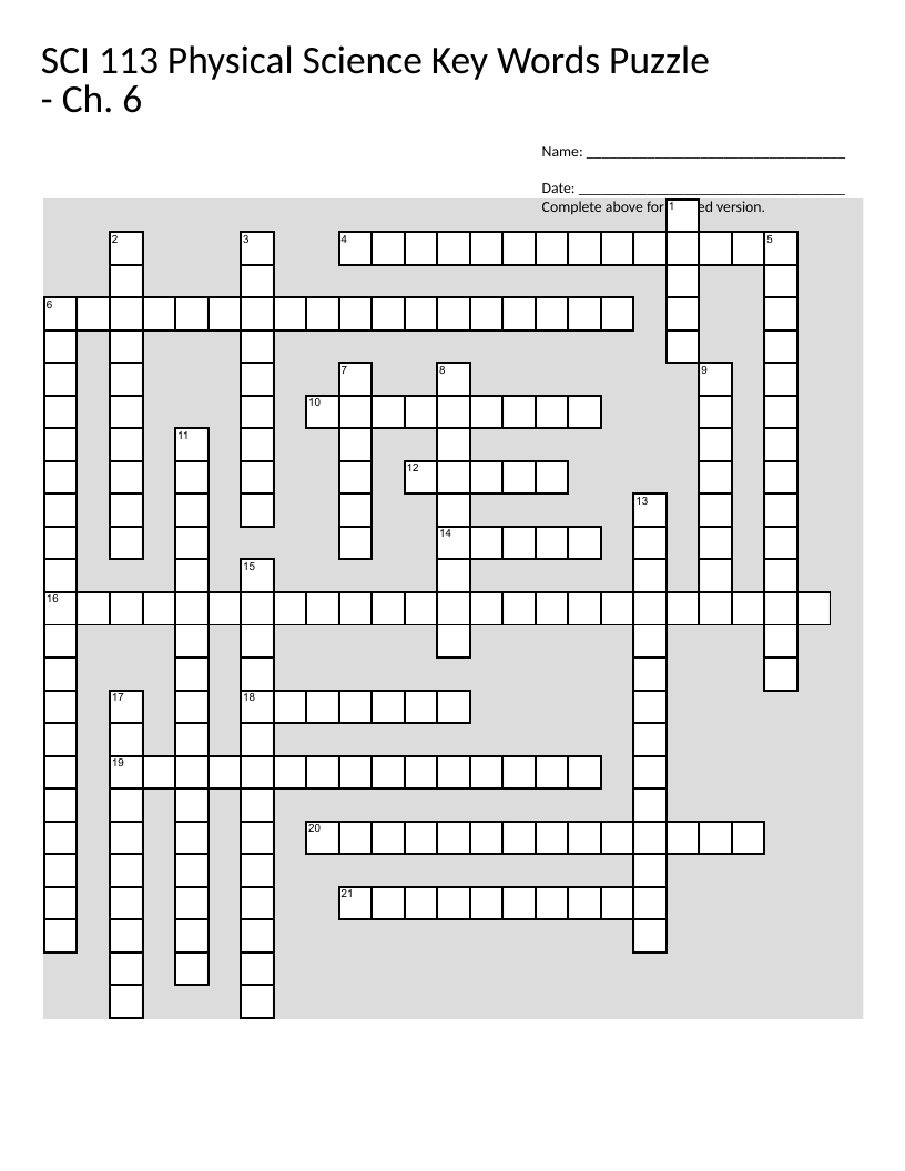Physical science crossword on waves, electromagnetic spectrum, and sound phenomena.