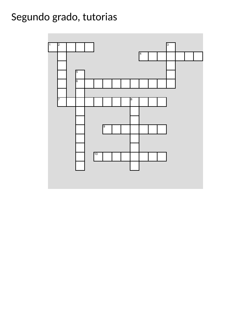 Spanish social-emotional learning crossword for Grade 2 with values, emotions, and personal development vocabulary.