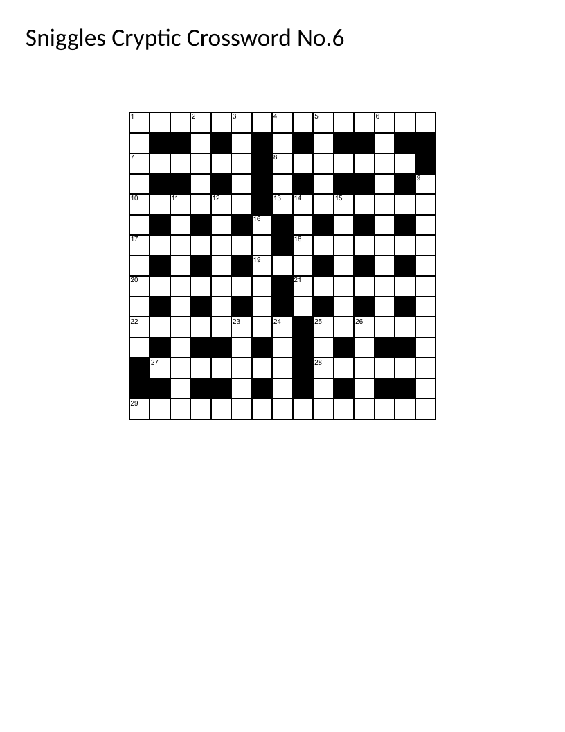 Sniggles Cryptic Crossword No. 6 - Free Printable | BrightSprout