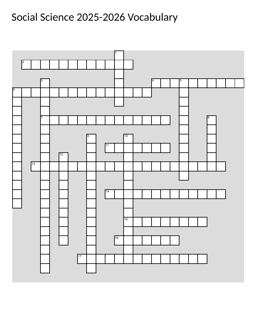 Digital citizenship and civics vocabulary crossword with terms like algorithm, cybersecurity, and government.