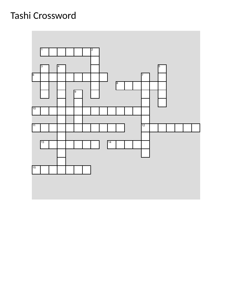 Tashi book series crossword puzzle with fantasy creatures and characters.