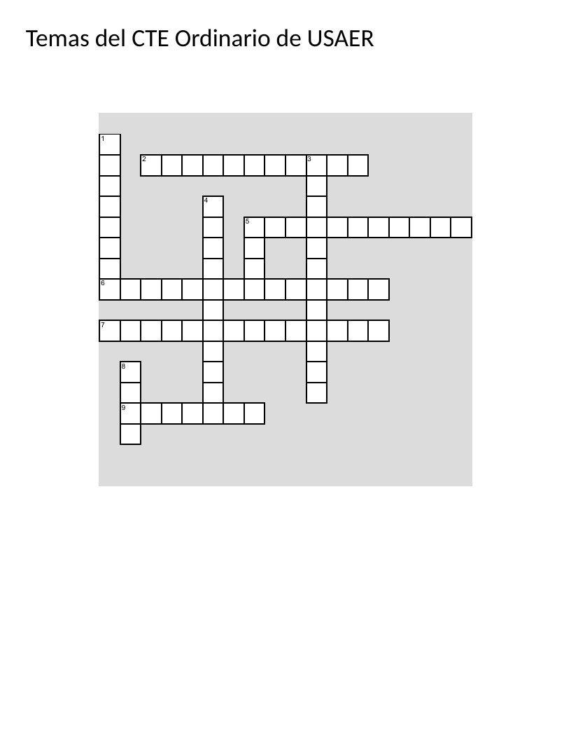 Spanish CTE USAER crossword with special education and psychology vocabulary.
