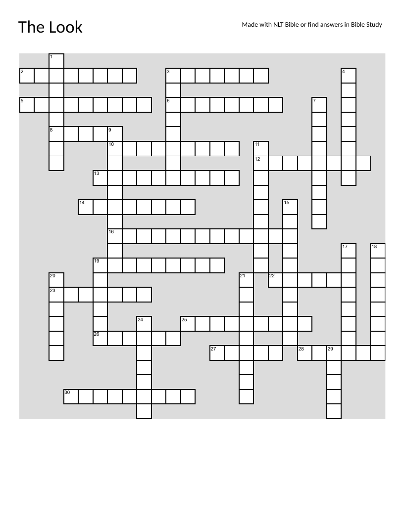 Bible crossword on Daniel Chapter 1, featuring Daniel, Babylon, and faithfulness.