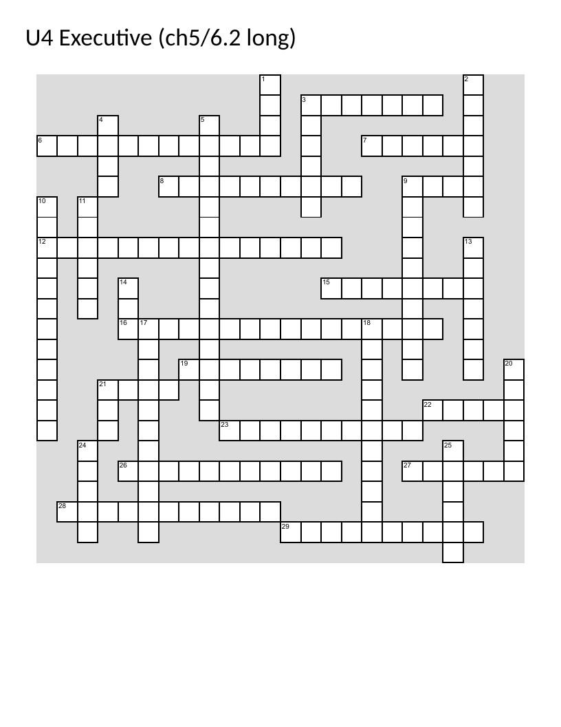 U.S. executive branch and presidency crossword with presidents, cabinet, and executive powers.