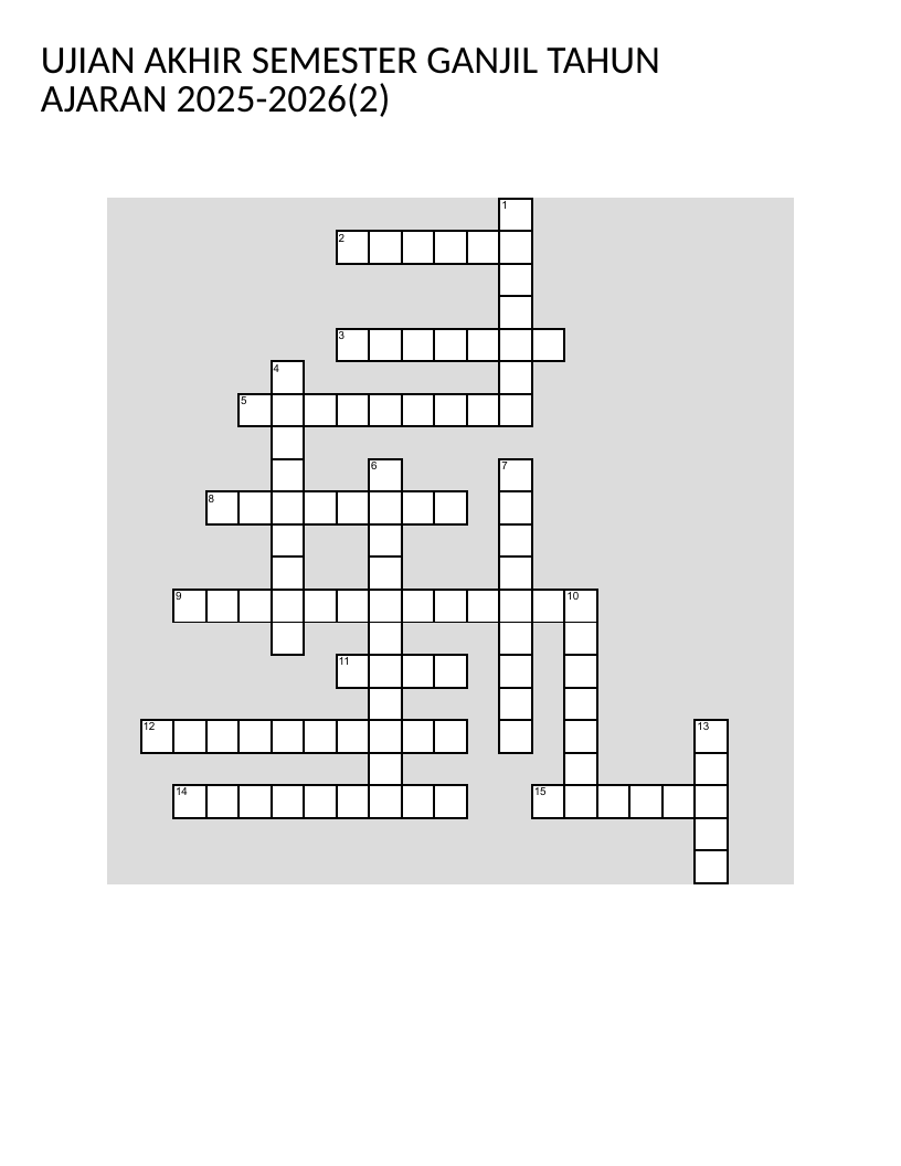 Indonesian art vocabulary crossword with sketsa, shading, illustration, and hatching terms.