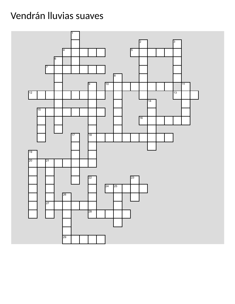 Spanish vocabulary crossword puzzle with everyday household and nature words.