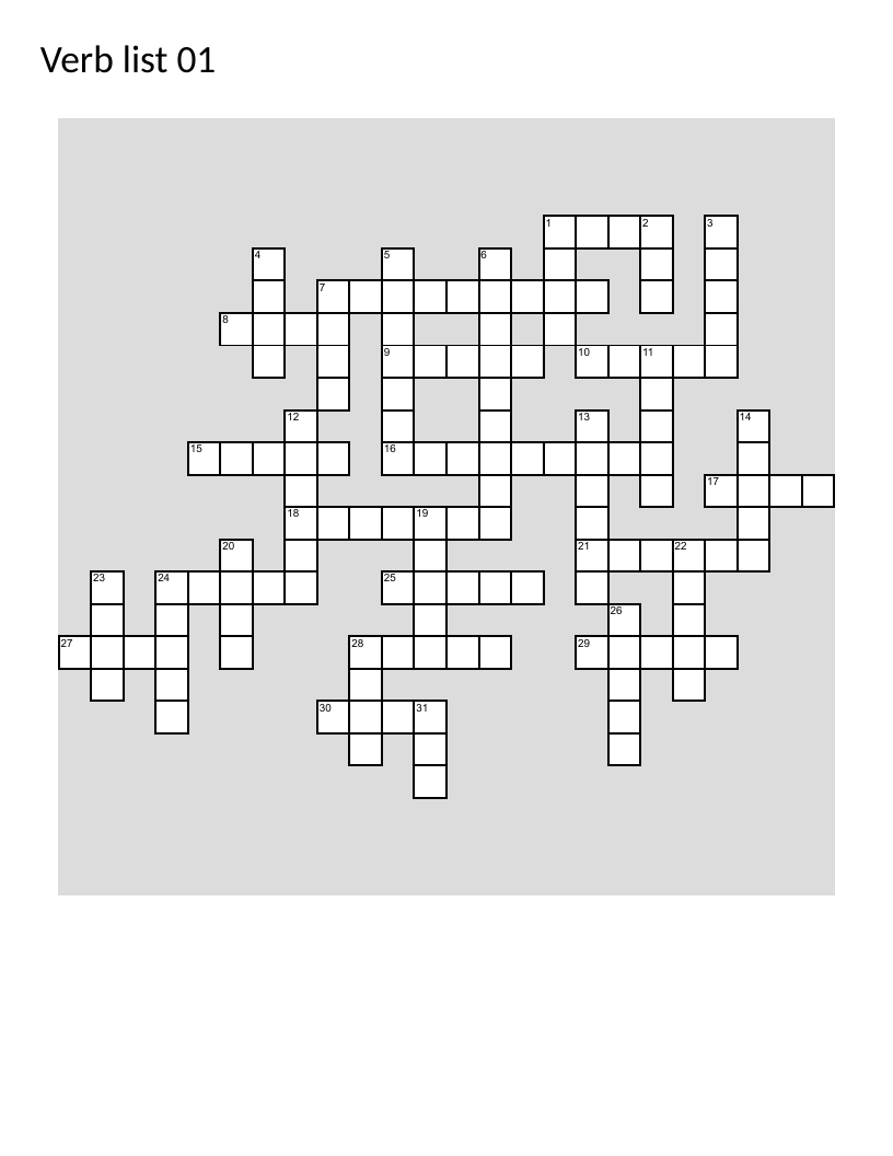 Portuguese verb vocabulary crossword with English translations like comb, guarantee, and encourage.