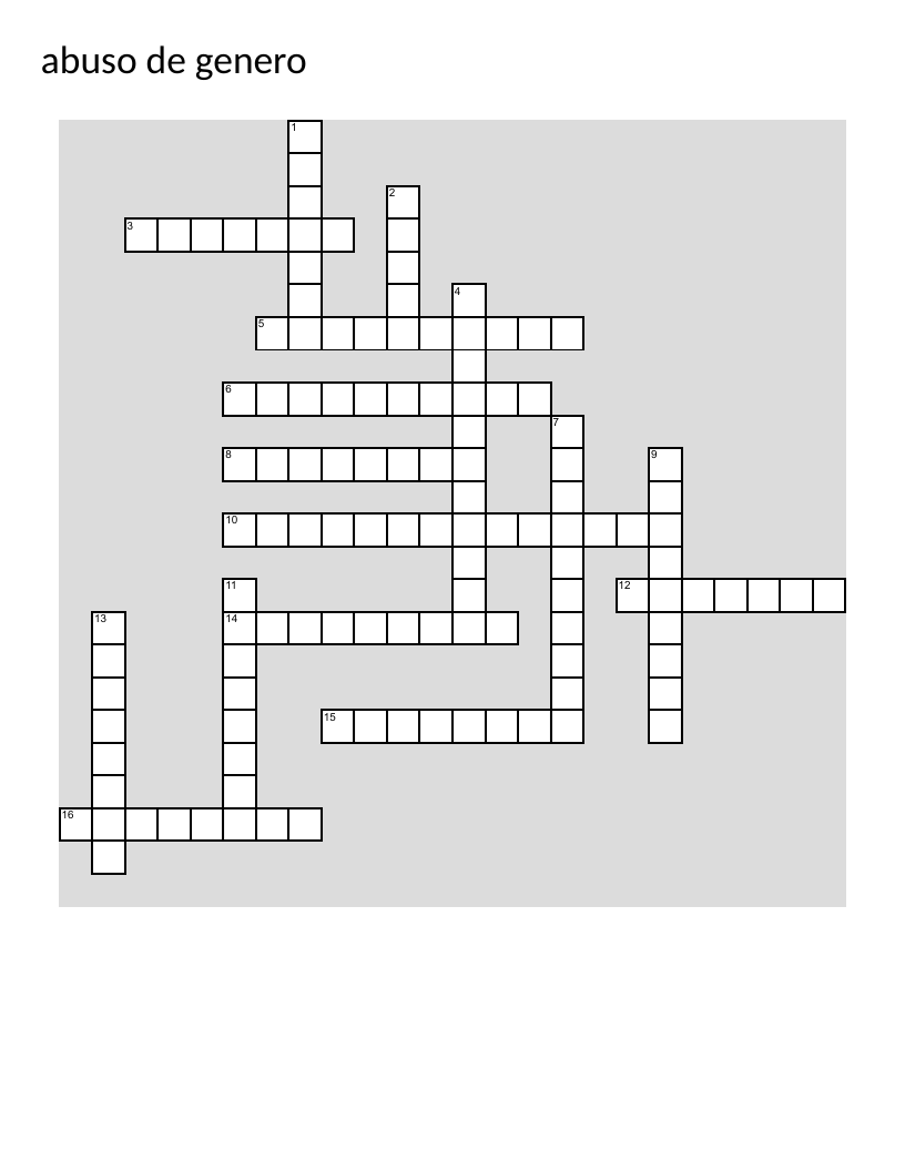 Spanish crossword on consent, respect, and gender-based abuse prevention.