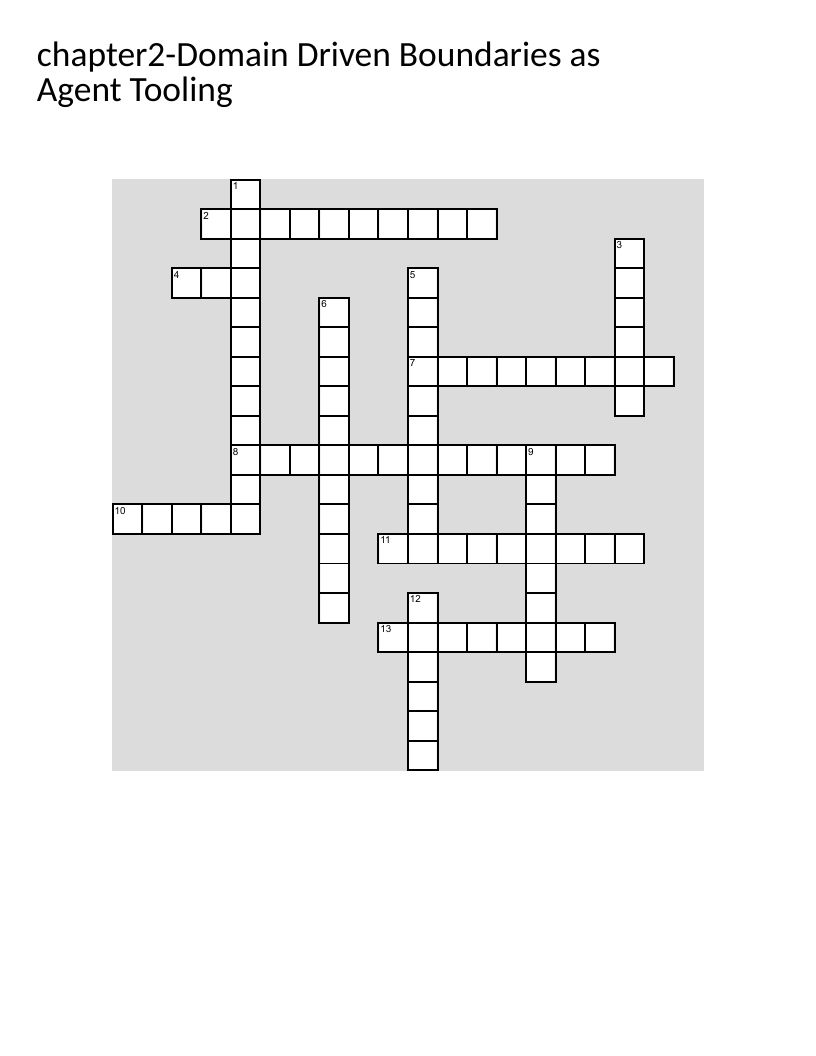 Domain-driven design crossword with bounded contexts, aggregates, and microservices vocabulary.