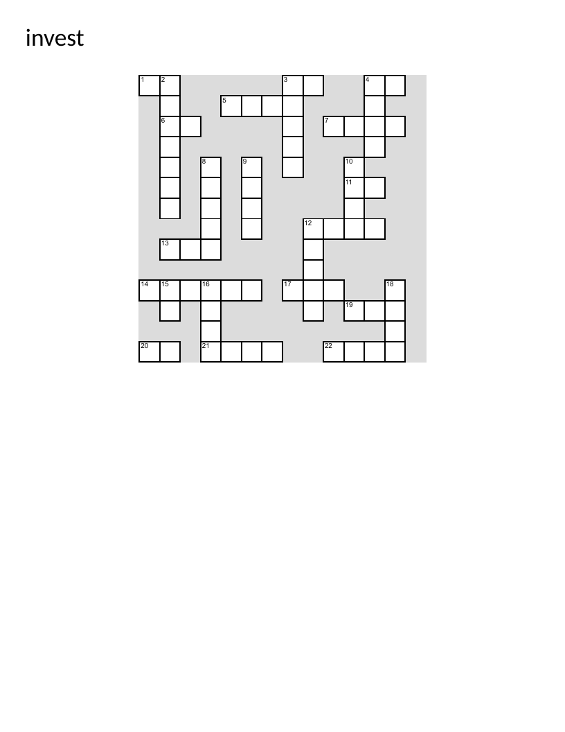 Korean investment and finance vocabulary crossword with banking and stock market terms.