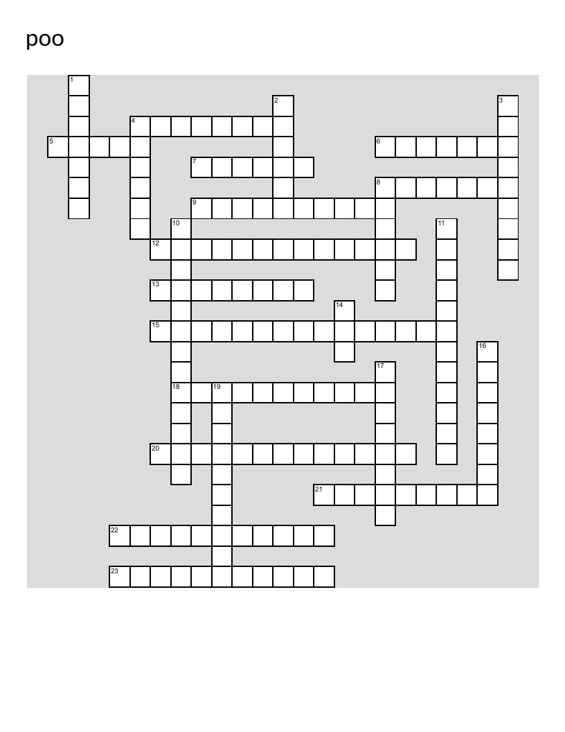 Object-oriented programming crossword with Spanish clues on class, inheritance, and polymorphism.
