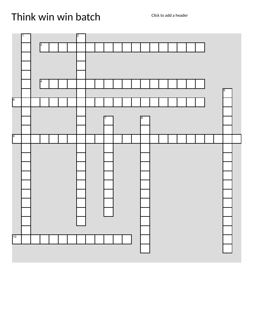 Teamwork and conflict resolution crossword with win-win thinking vocabulary.