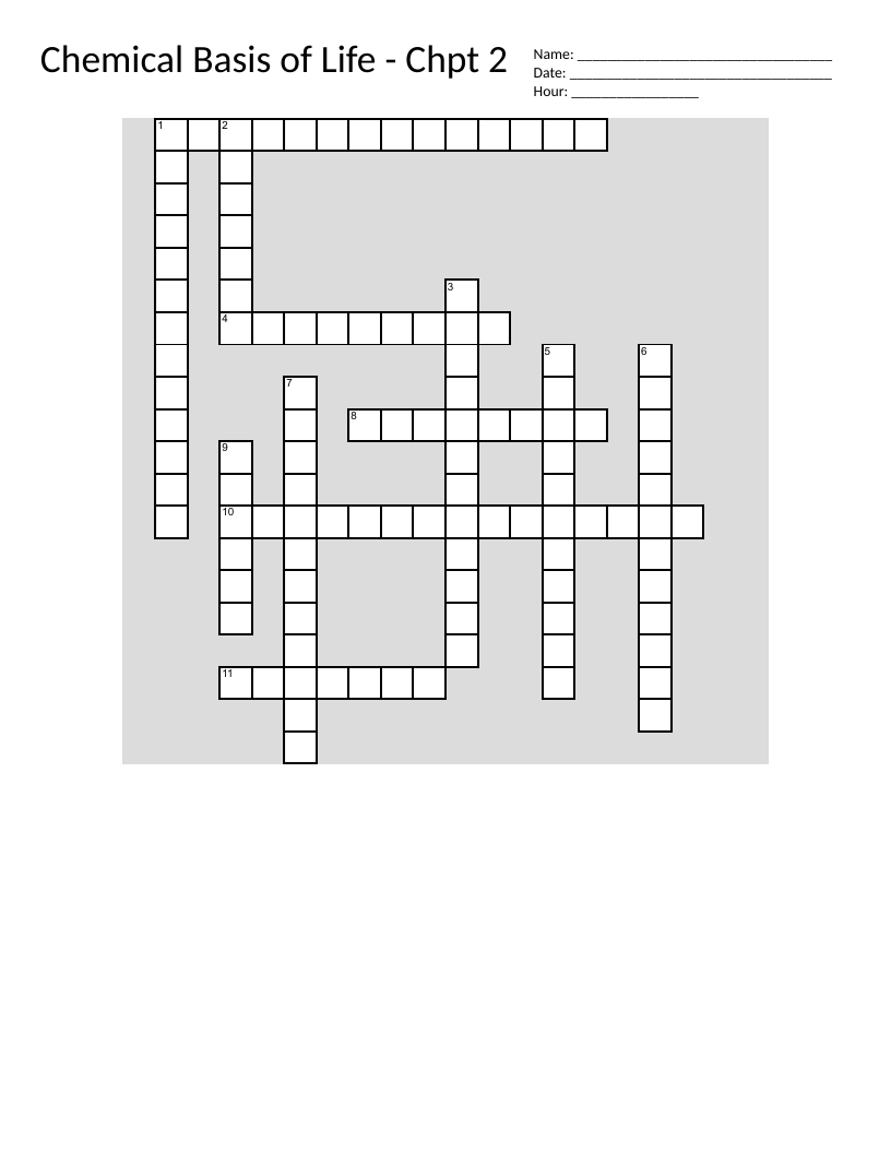 Chemistry crossword on biochemistry with monosaccharides, covalent bonds, and carbohydrates.