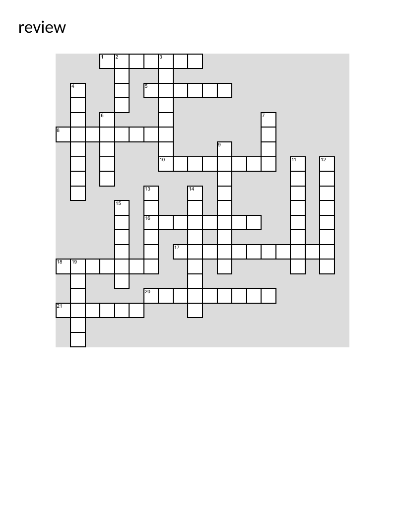Korean-English crossword with months, days of the week, and vocabulary words.