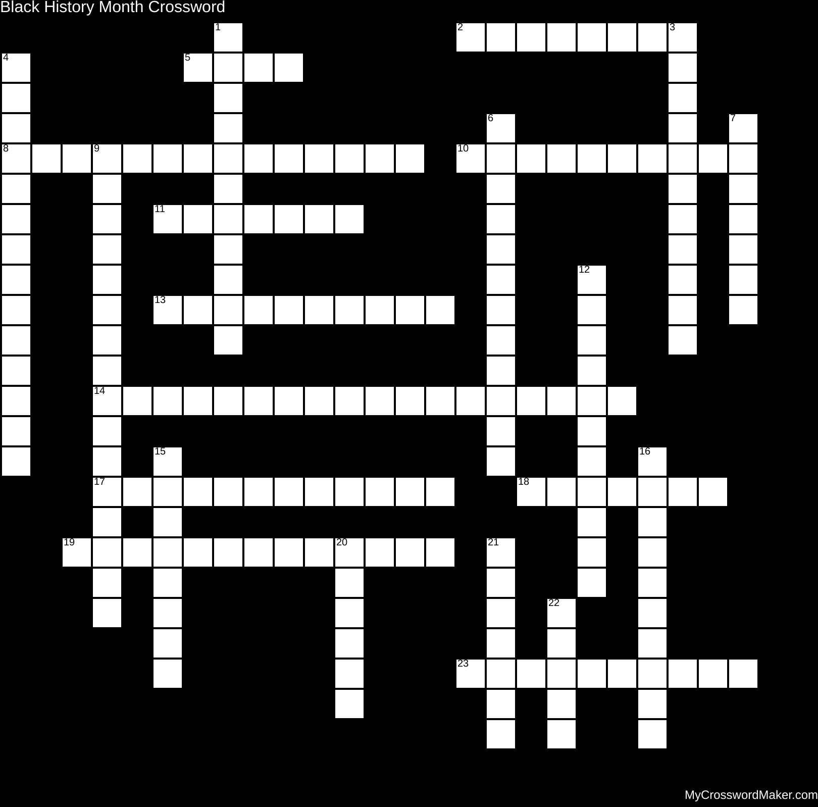 Black History Month Crossword Crossword Puzzle