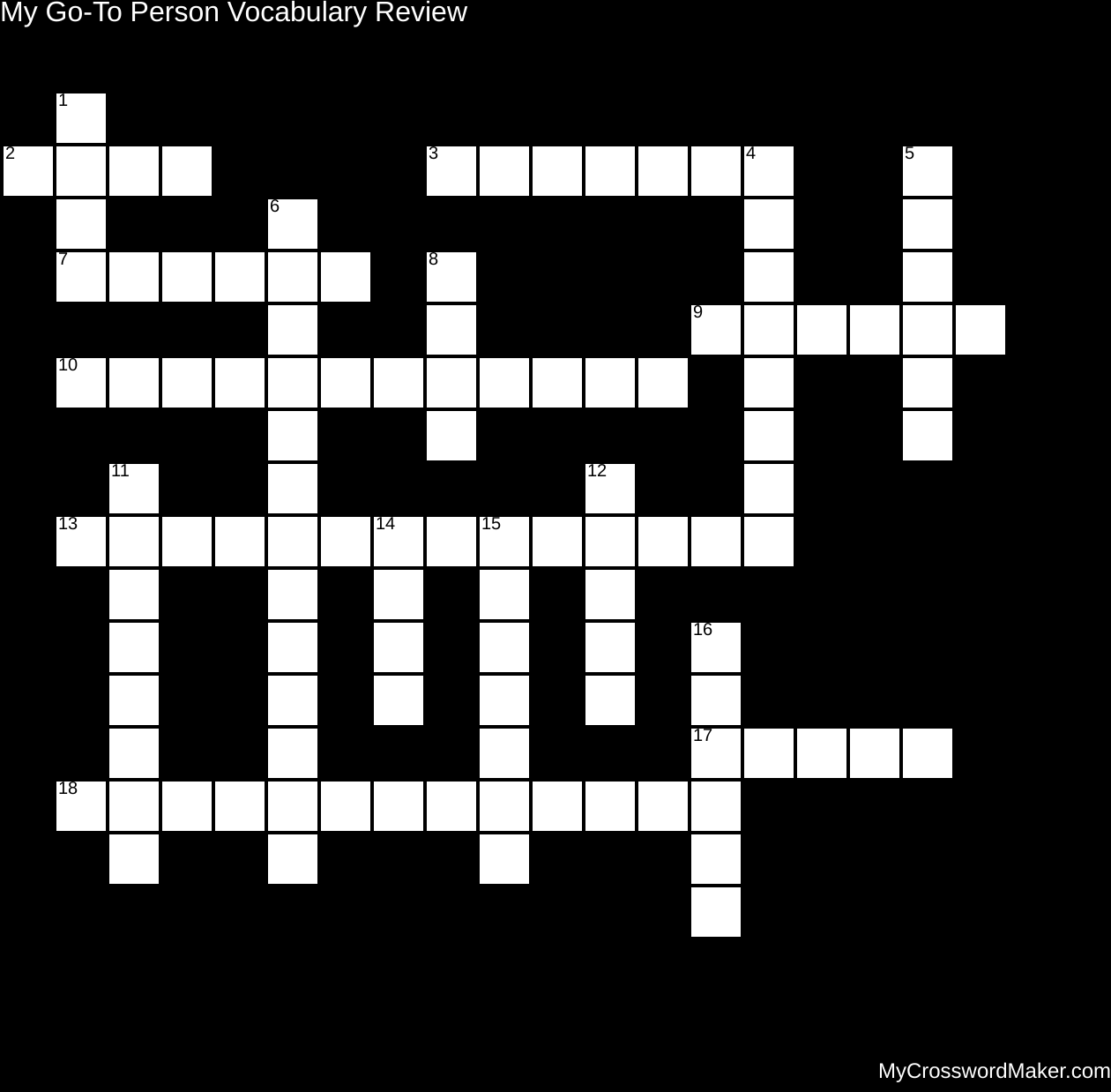My Go-To Person Vocabulary Review - Crossword Puzzle